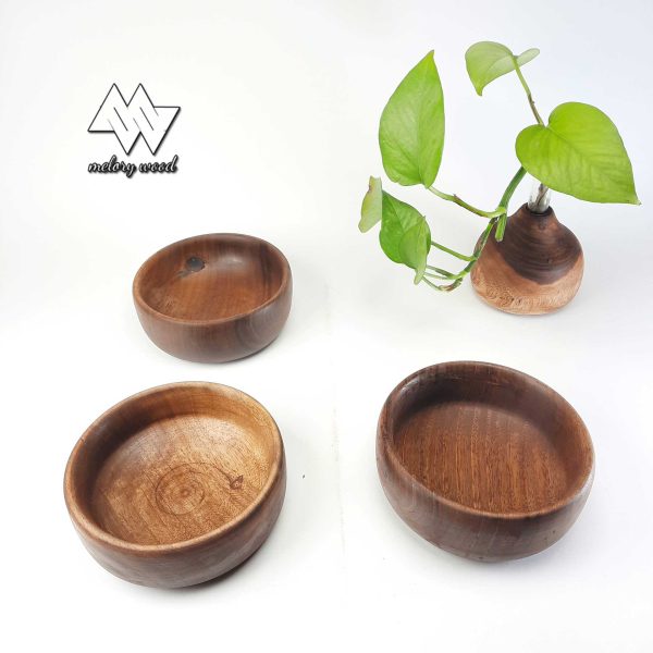 Set of three wooden bowls