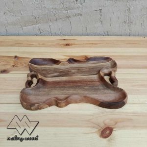 سینی دفرمه دسته دار چوب گردو کد d427