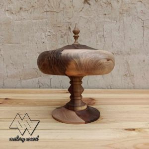 شکلات خوری چوب گردو پایه دار سایز بزرگ کد d516