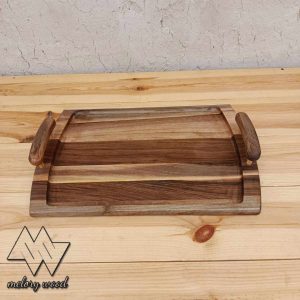سینی دسته دار مستطیلی چوب گردو کد d532